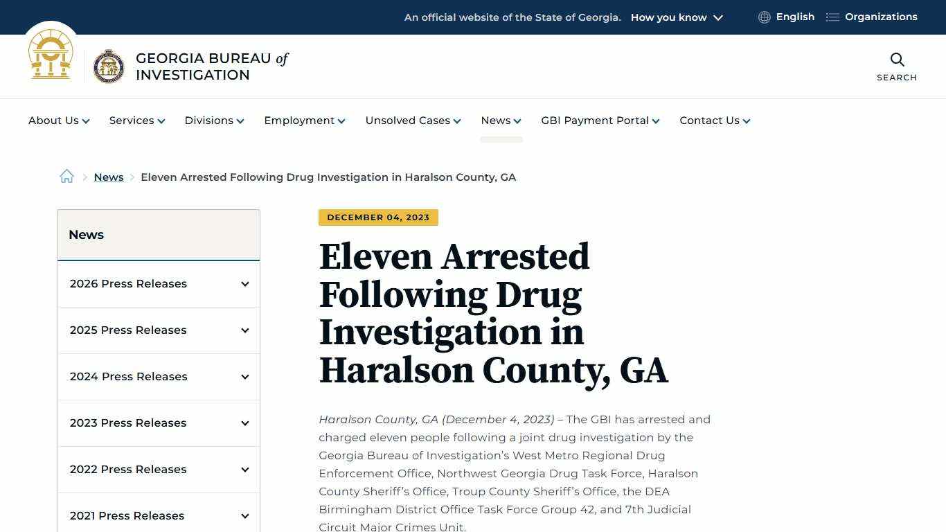 Eleven Arrested Following Drug Investigation in Haralson County, GA | Georgia Bureau of Investigation